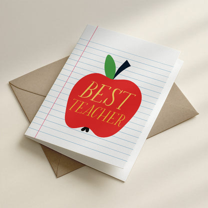 Happy Yellow Paper Best Teacher A2 greeting card – interior