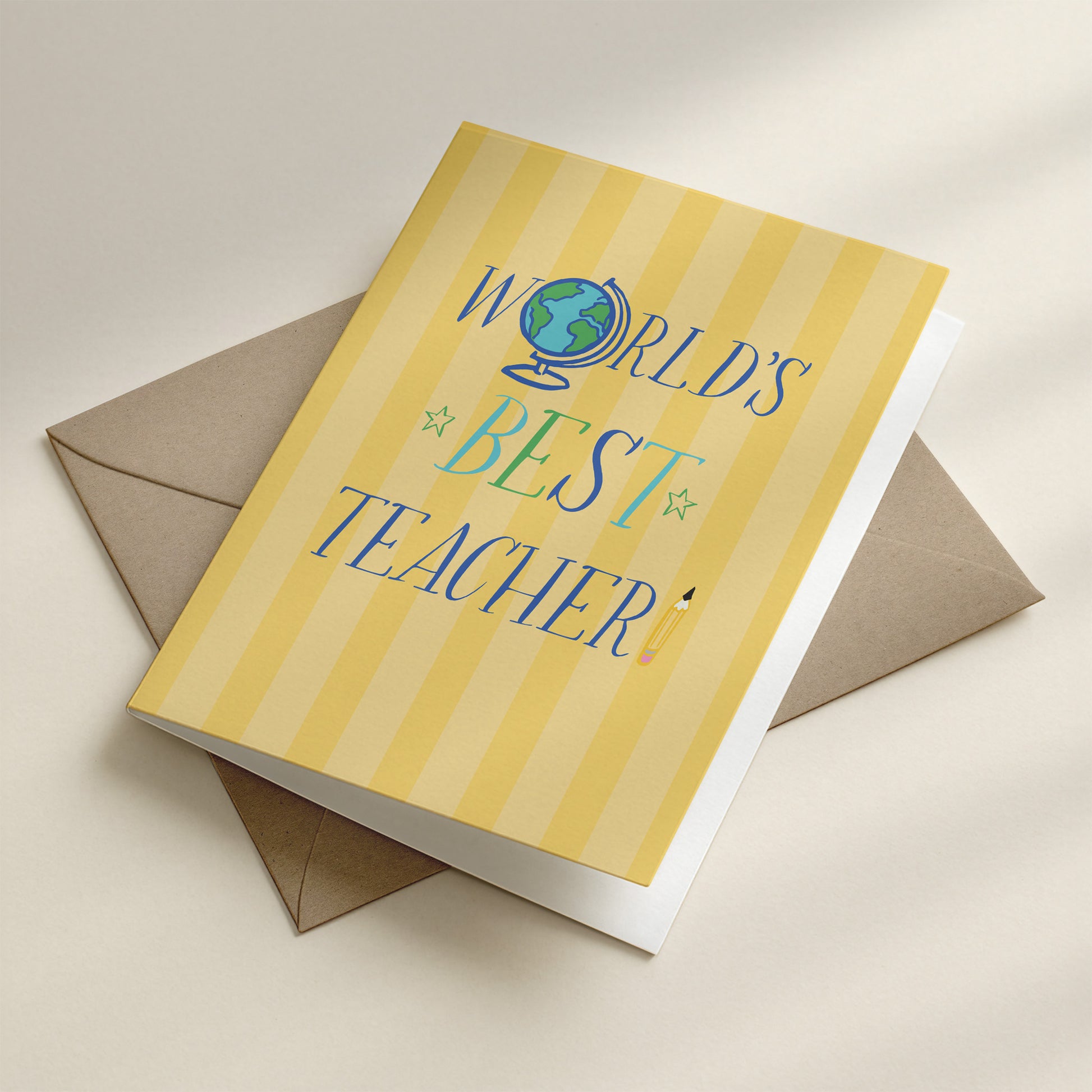 Happy Yellow Paper World's Best Teacher A2 greeting card – interior