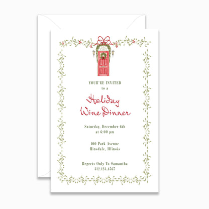Holiday Red Door Invitation