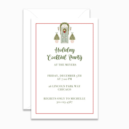 Holiday Green Door Invitation