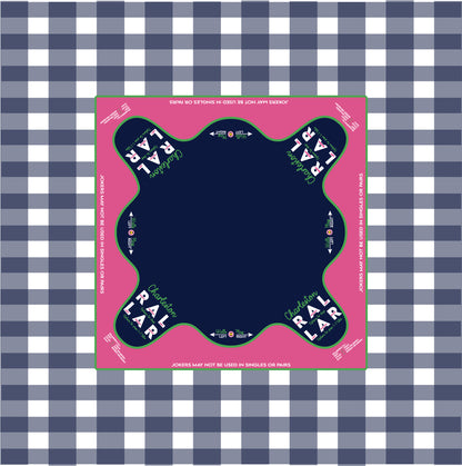 Mahjong tablecloth Navy Blue Buffalo Check and Pink 