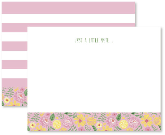 Buttercup Blooms Striped Flat Note Cards