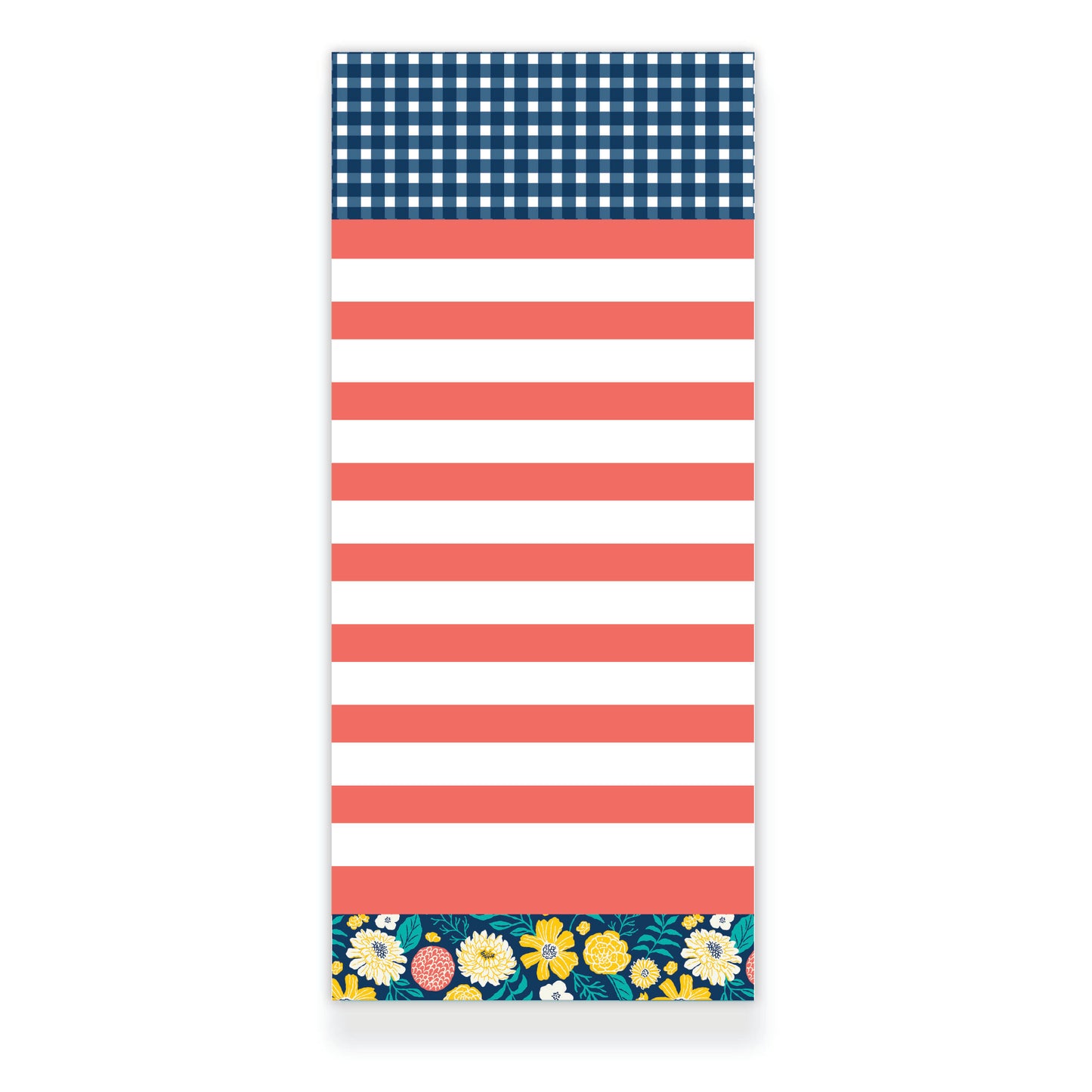 Seaside Garden Gingham Striped Notepad from Happy Yellow Paper