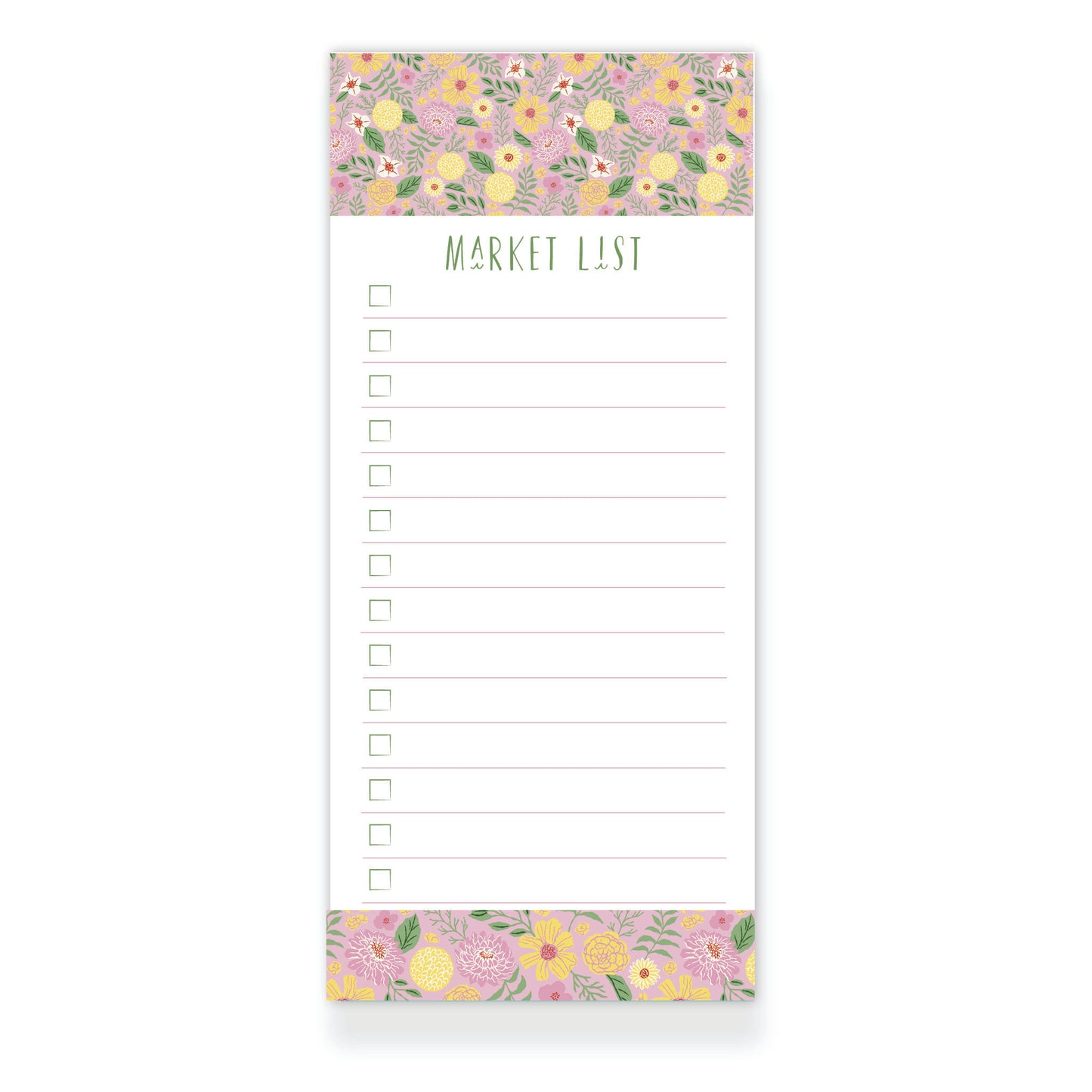 Buttercup Blooms Market List Notepad from Happy Yellow Paper