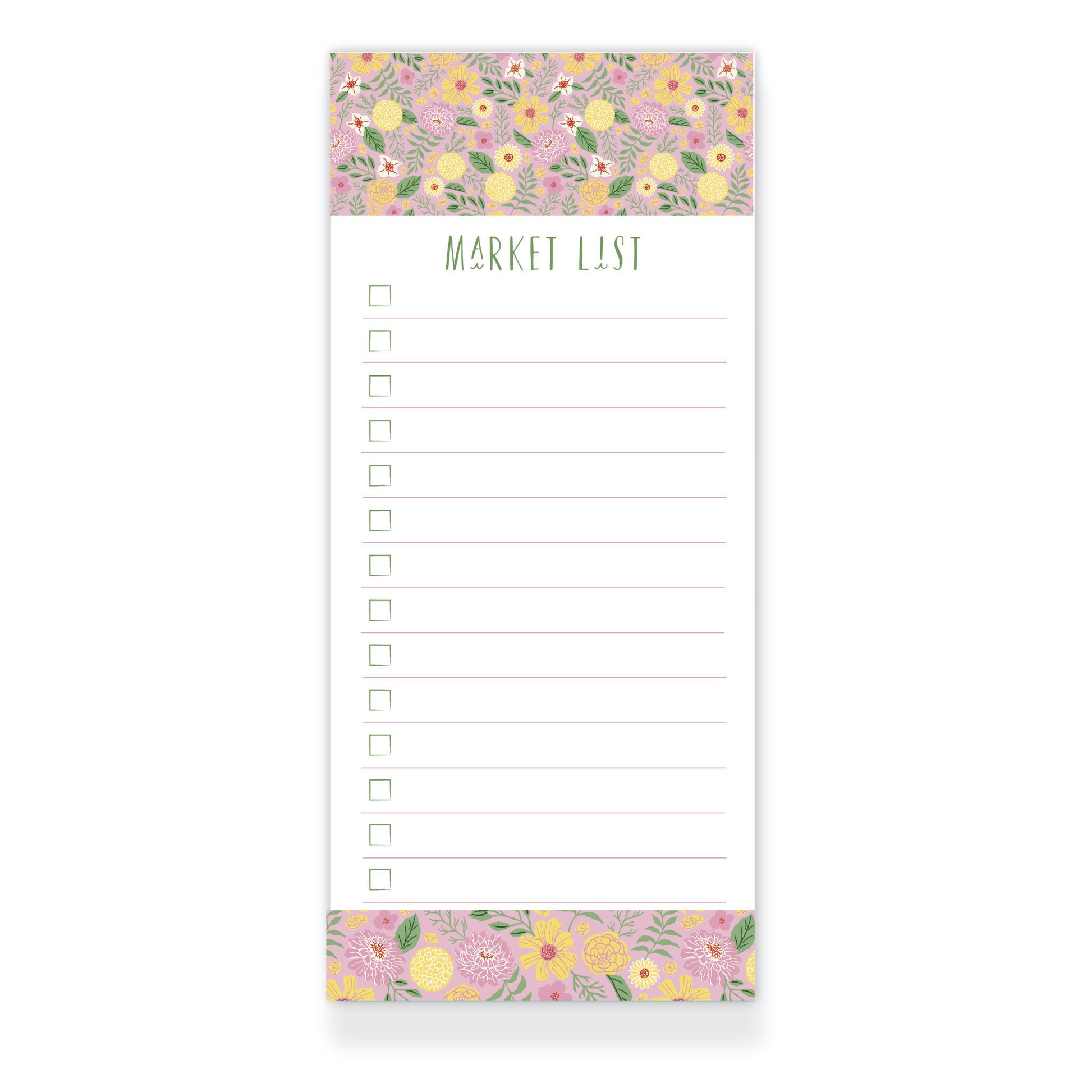Buttercup Blooms Market List Notepad from Happy Yellow Paper