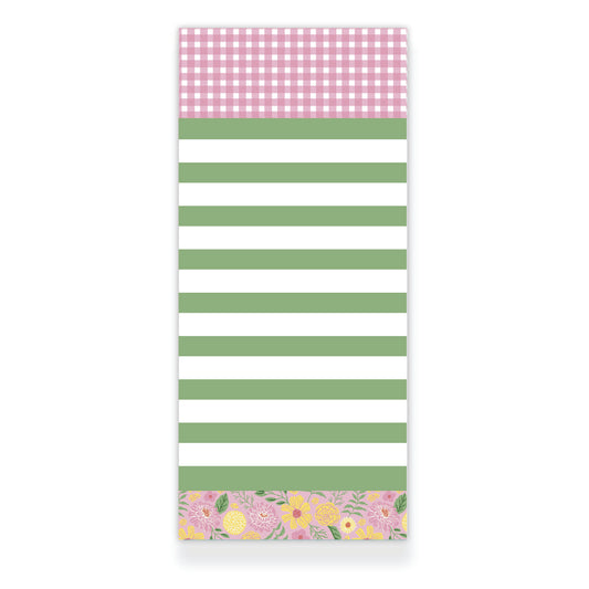 Buttercup Blooms Gingham Striped Notepad from Happy Yellow Paper