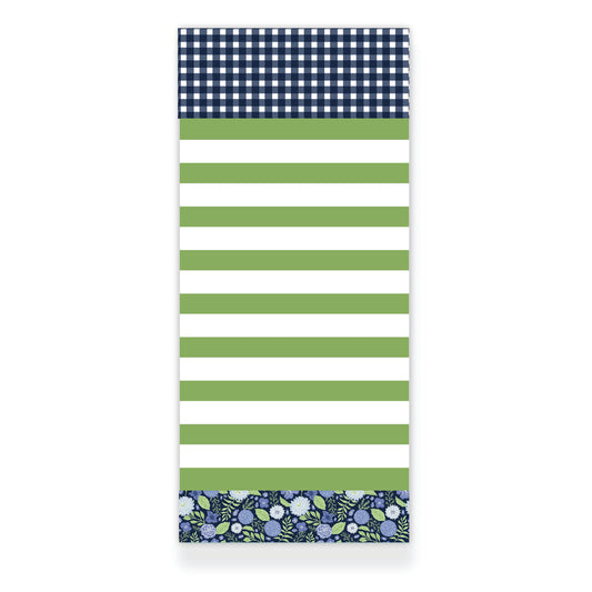 Midnight Garden Gingham Striped Notepad from Happy Yellow Paper