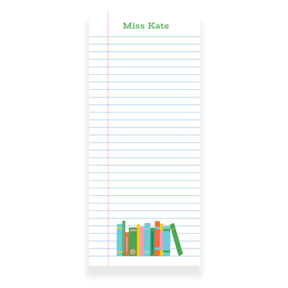Notebook Lines Notepad with Books & Coffee