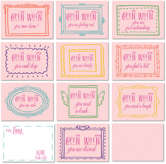 Open When Envelopes + Personalized Notecards – Cotton Candy Pink
