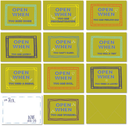Open When Envelopes + Personalized Notecards – Avocado Green