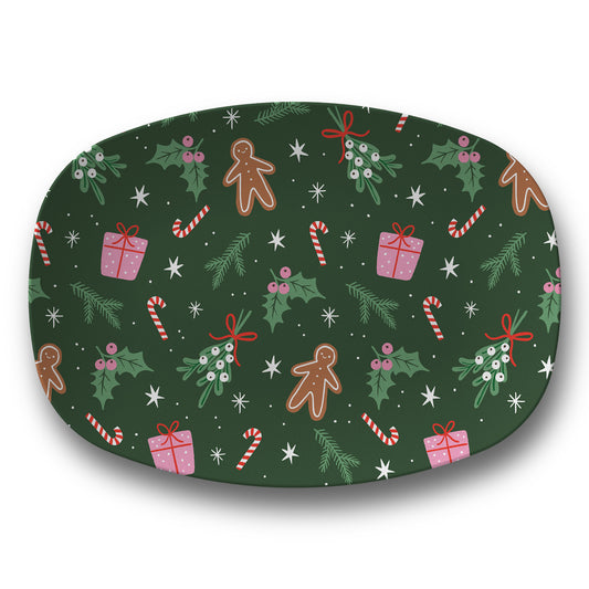 Gingerbread & Holly Christmas Serving Platter
