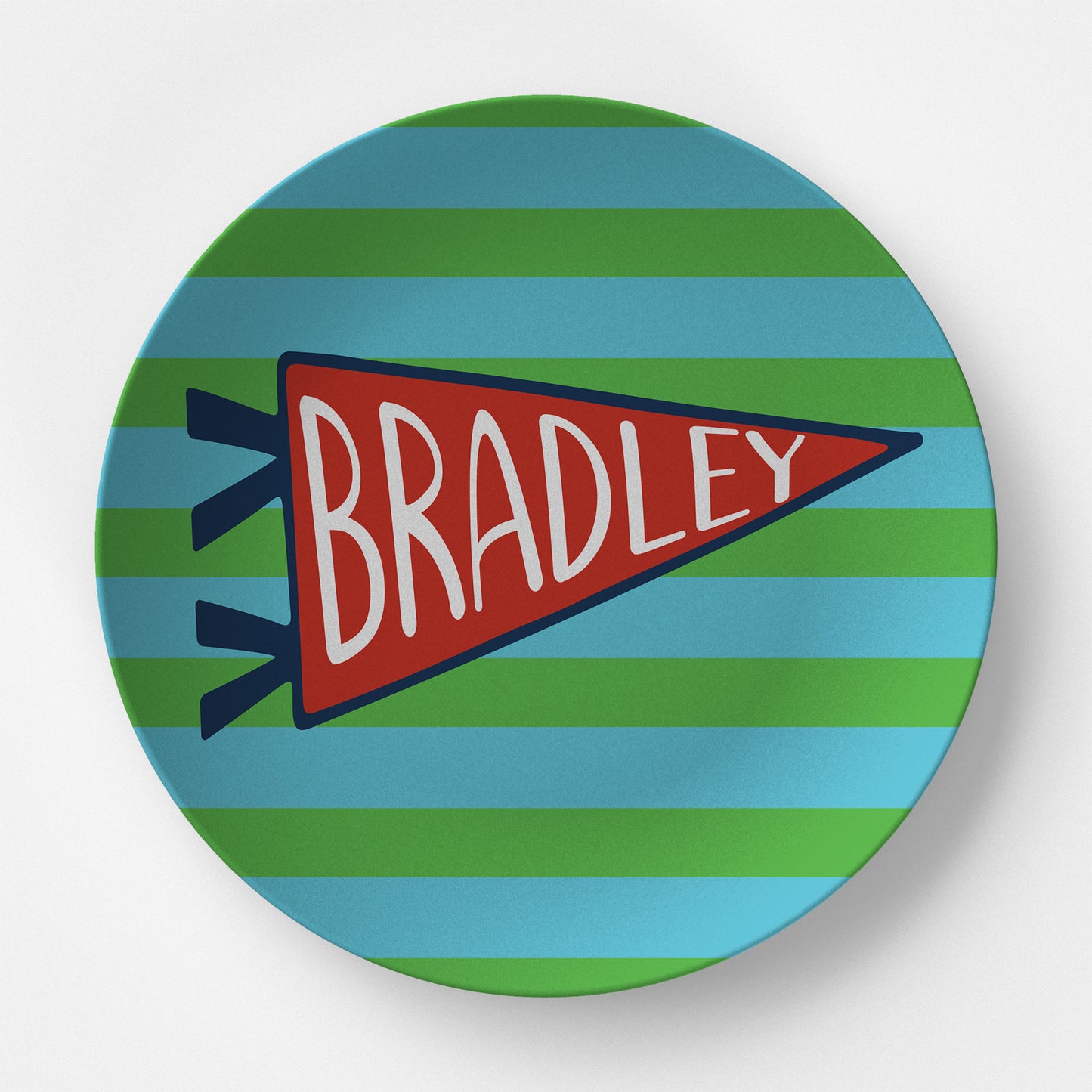 Red Pennant & Stripes | Personalized Kids Plate