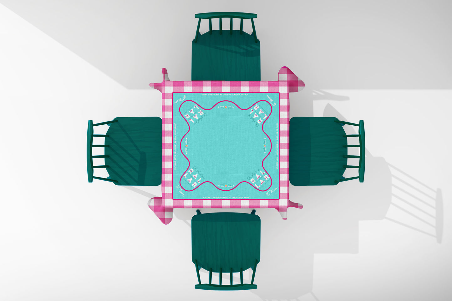 Mahjong Tablecloth – 58" x 58" – Preppy Pink Gingham (Cotton)