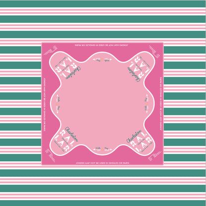 Stripe Preppy Pink & Green Mahjong Tablecloth
