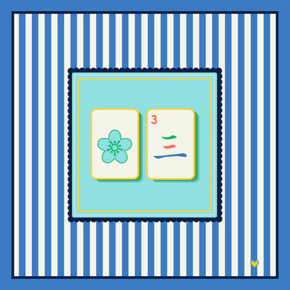 Mahjong Tablecloth | Coastal Palm: Nautical Blue