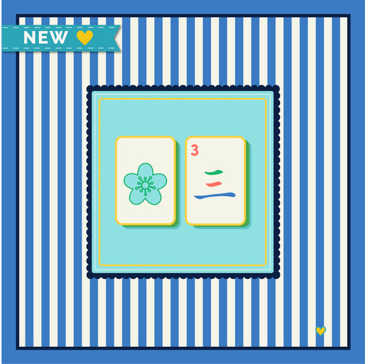 Mahjong Tablecloth | Coastal Palm: Nautical Blue