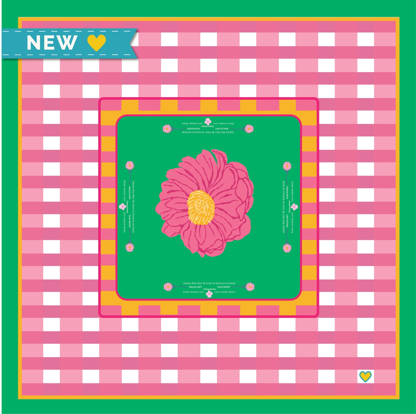 Mahjong Tablecloth | In Bloom: Pink & Green
