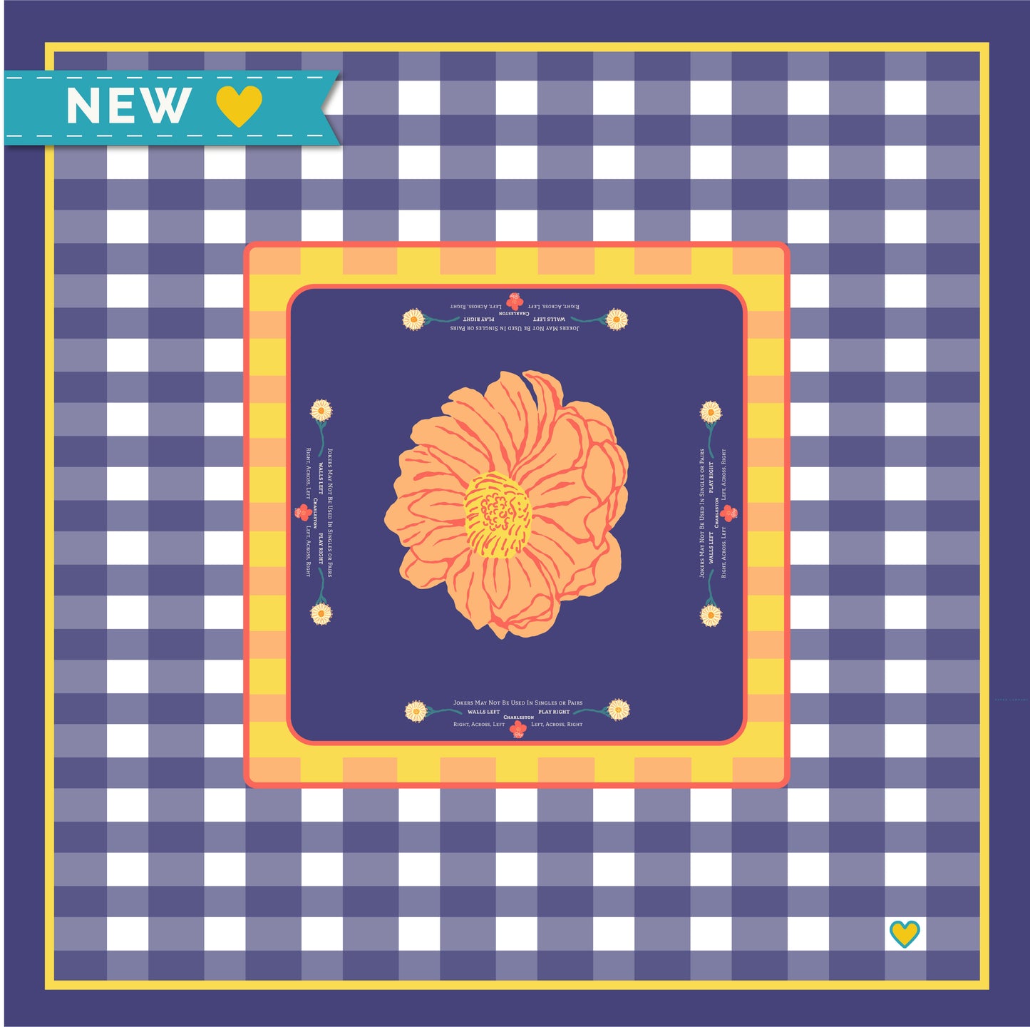 Mahjong Tablecloth | In Bloom: Blue & Orange