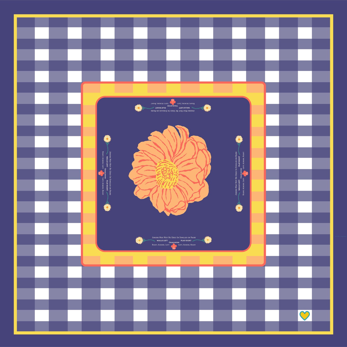 Mahjong Tablecloth | In Bloom: Blue & Orange