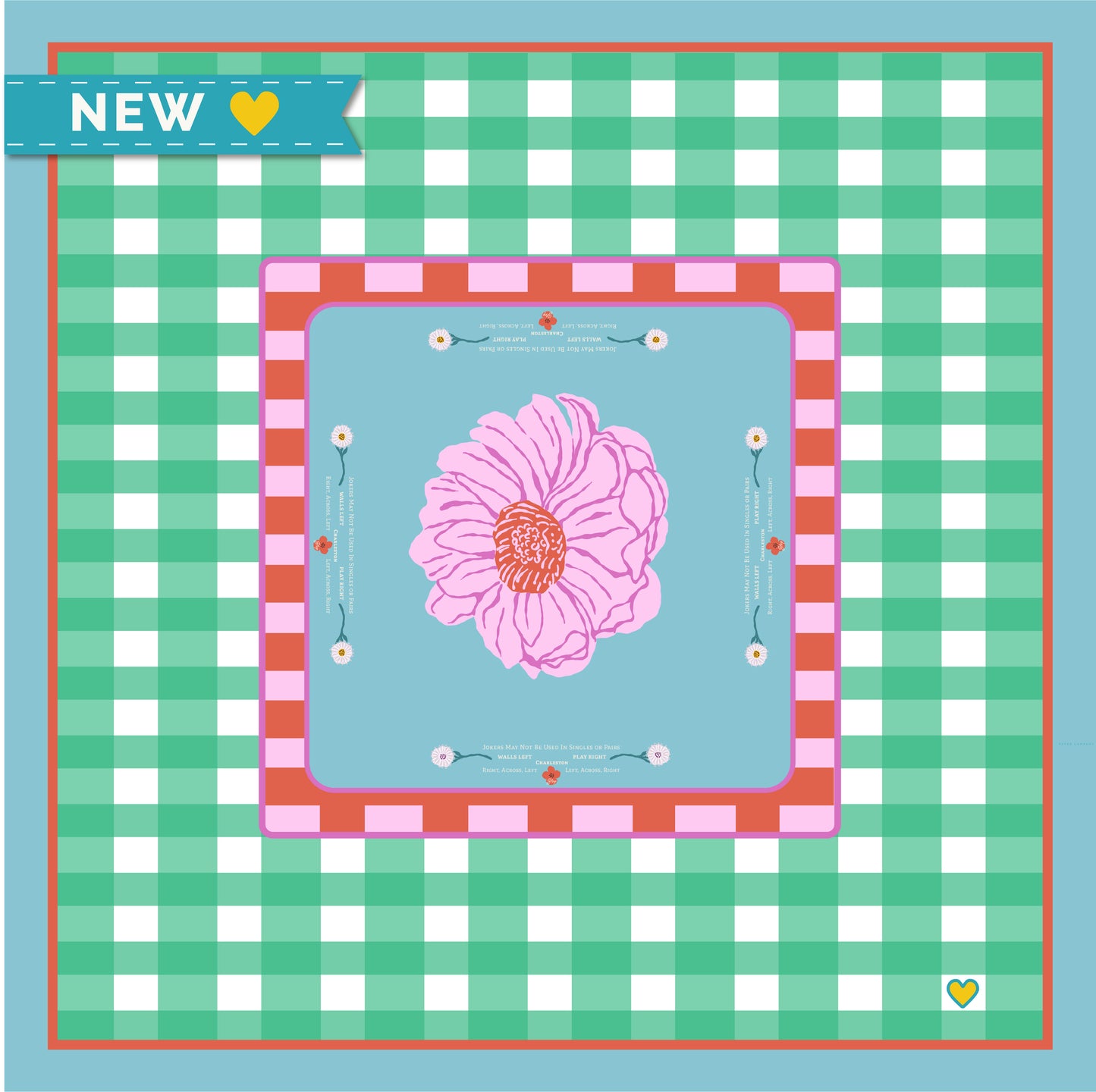 Mahjong Tablecloth | In Bloom: Pink & Teal