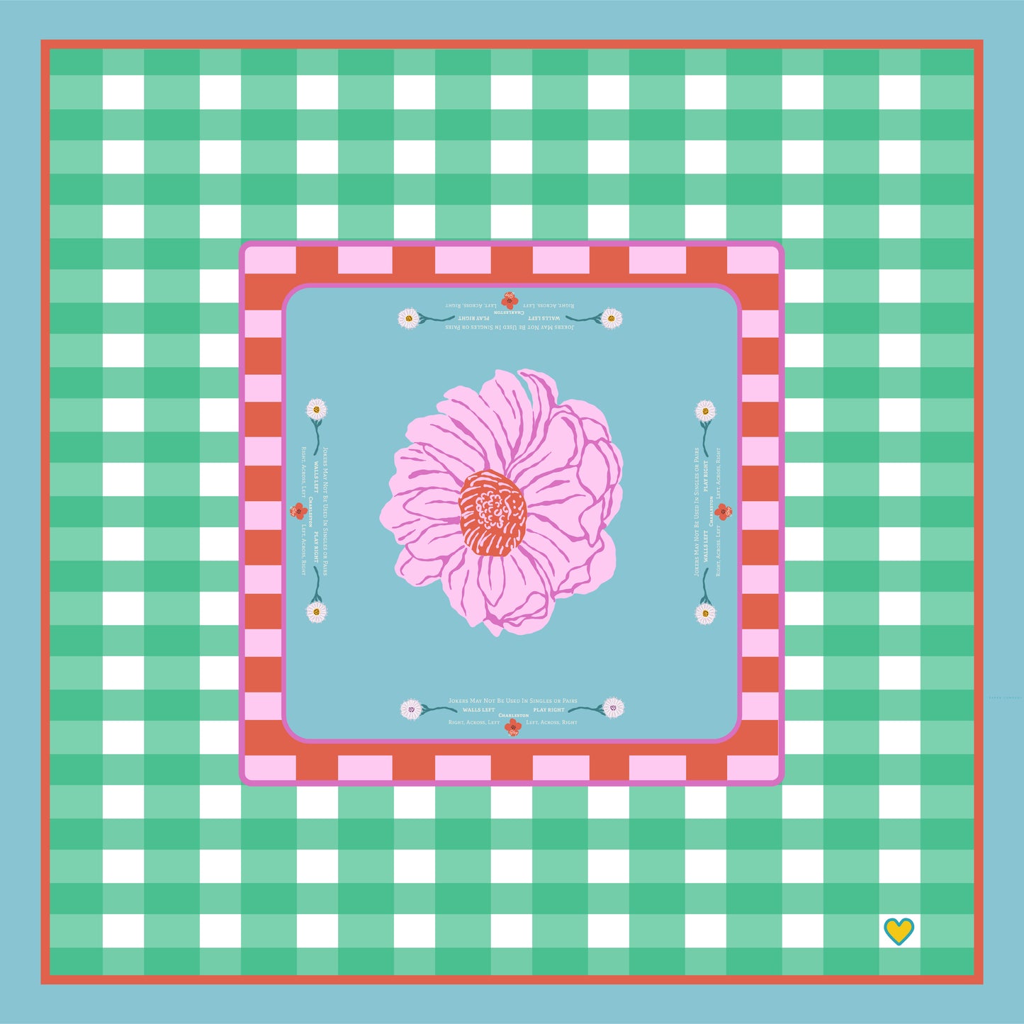 Mahjong Tablecloth | In Bloom: Blue & Orange