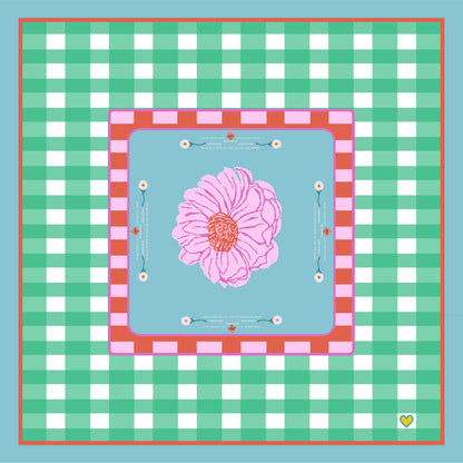 Mahjong Tablecloth | In Bloom: Blue & Orange