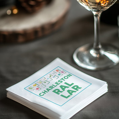 Mahjong Game Charleston Cocktail Napkins – Set of 50 Disposable Beverage Napkins
