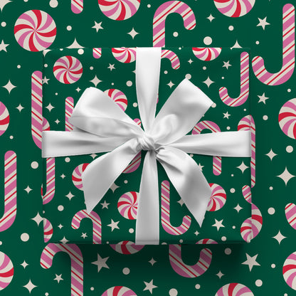 Christmas Candy Cane Gift Wrap Sheets
