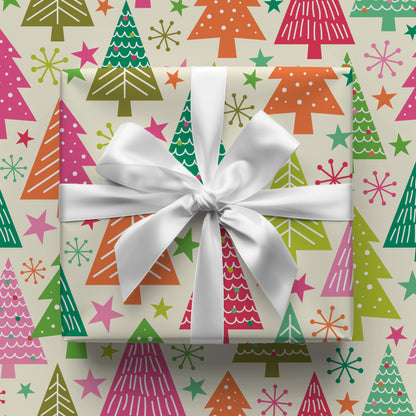 Colorful Christmas Tree Gift Wrap Sheets