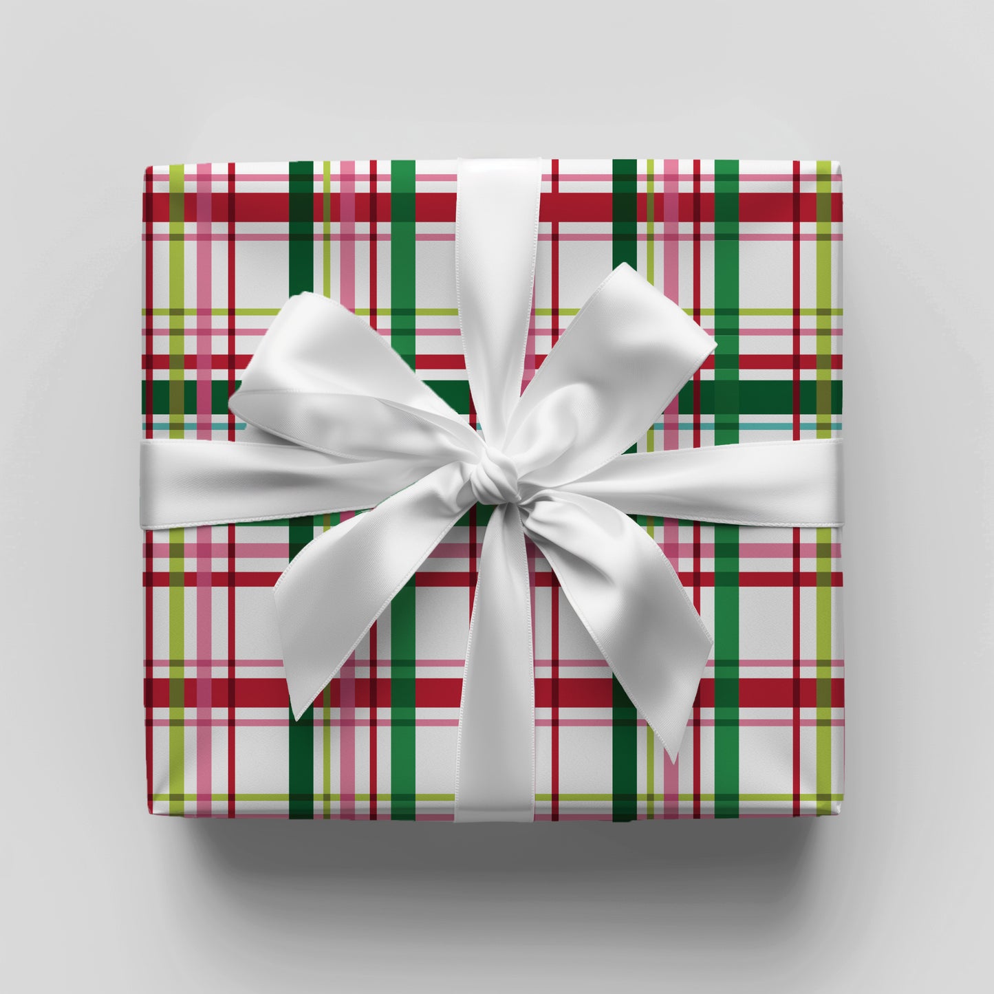 Christmas Pink & Green Plaid Gift Wrap Sheets