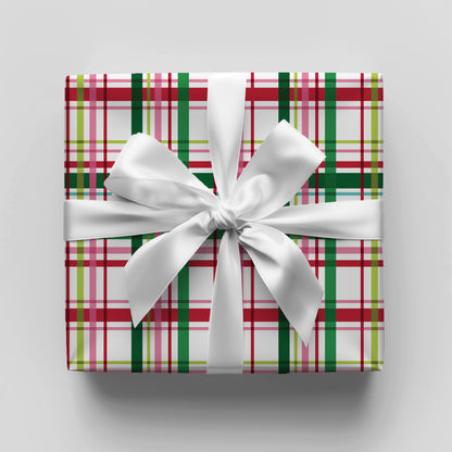 Christmas Pink & Green Plaid Gift Wrap Sheets