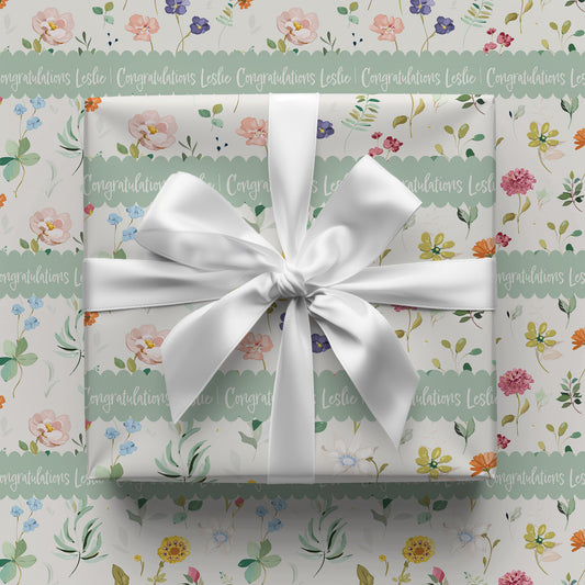 Spring Flowers in Sage Gift Wrap