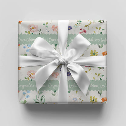 Spring Flowers in Sage Gift Wrap