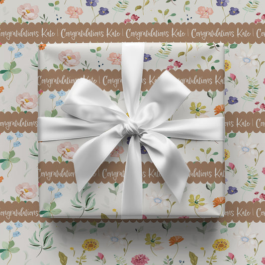 Spring Flowers in Mocha Gift Wrap