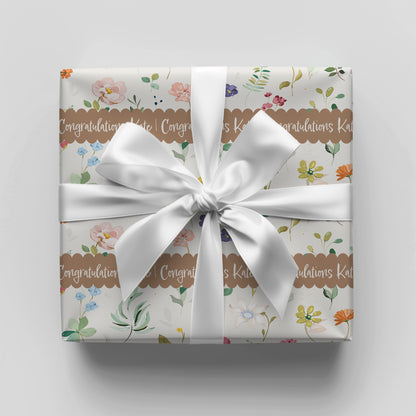 Spring Flowers in Mocha Gift Wrap