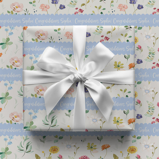 Spring Flowers in Periwinkle Gift Wrap