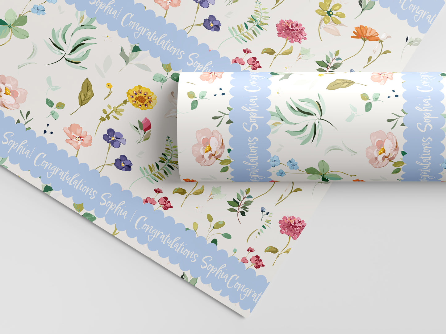 Spring Flowers in Periwinkle Gift Wrap
