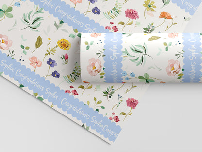 Spring Flowers in Periwinkle Gift Wrap