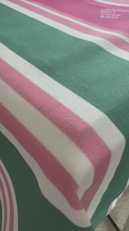 Stripe Preppy Pink & Green Mahjong Tablecloth